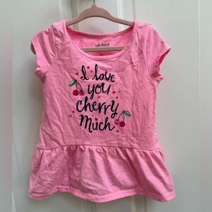 Jumping Beans 2T Girls Pink Cherry Love You Cherry Much Short Sleeve Blouse Top